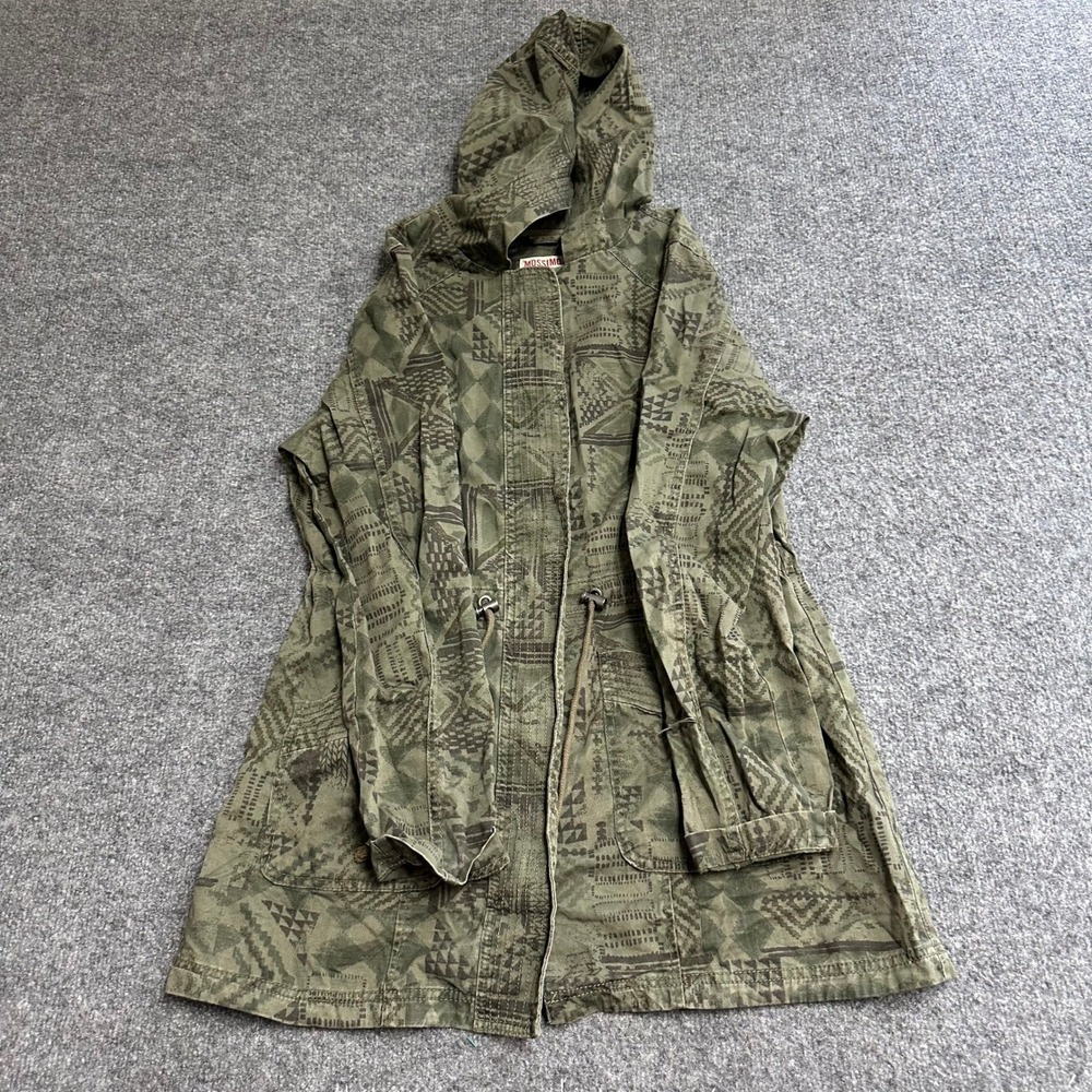 Mossimo Jacket Womens Size L Green Tribal Print Cotton Hooded Utility Anorak